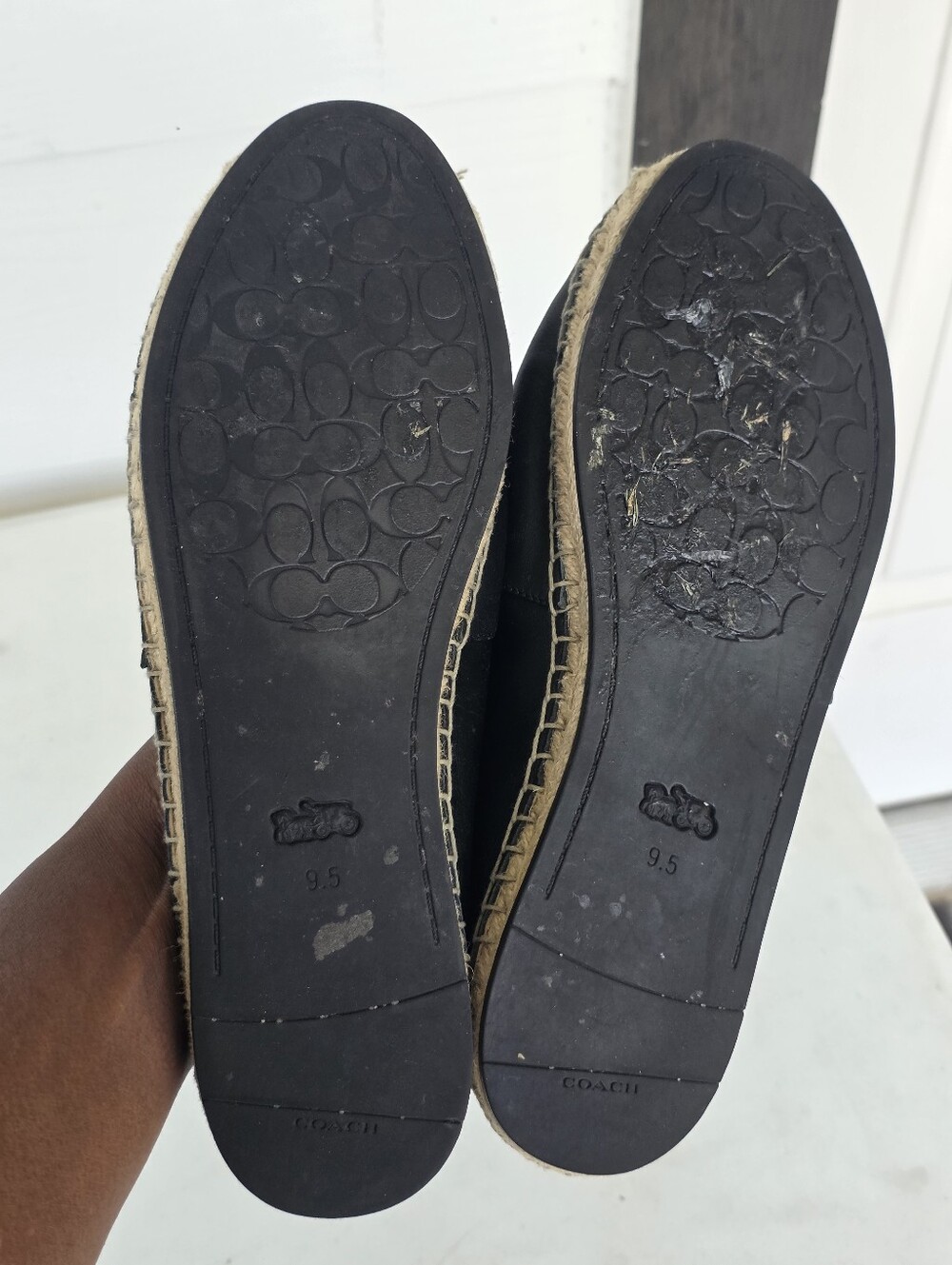 Coach Black Leather C Logo Espadrille Flats Loafers Shoes Size 9.5 Casual - Picture 9 of 10